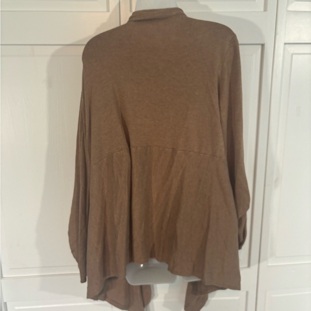 Tan Brown Cardigan Sweater Open Front 3/4 Sleeve Coldwater Creek XL - Picture 8 of 10